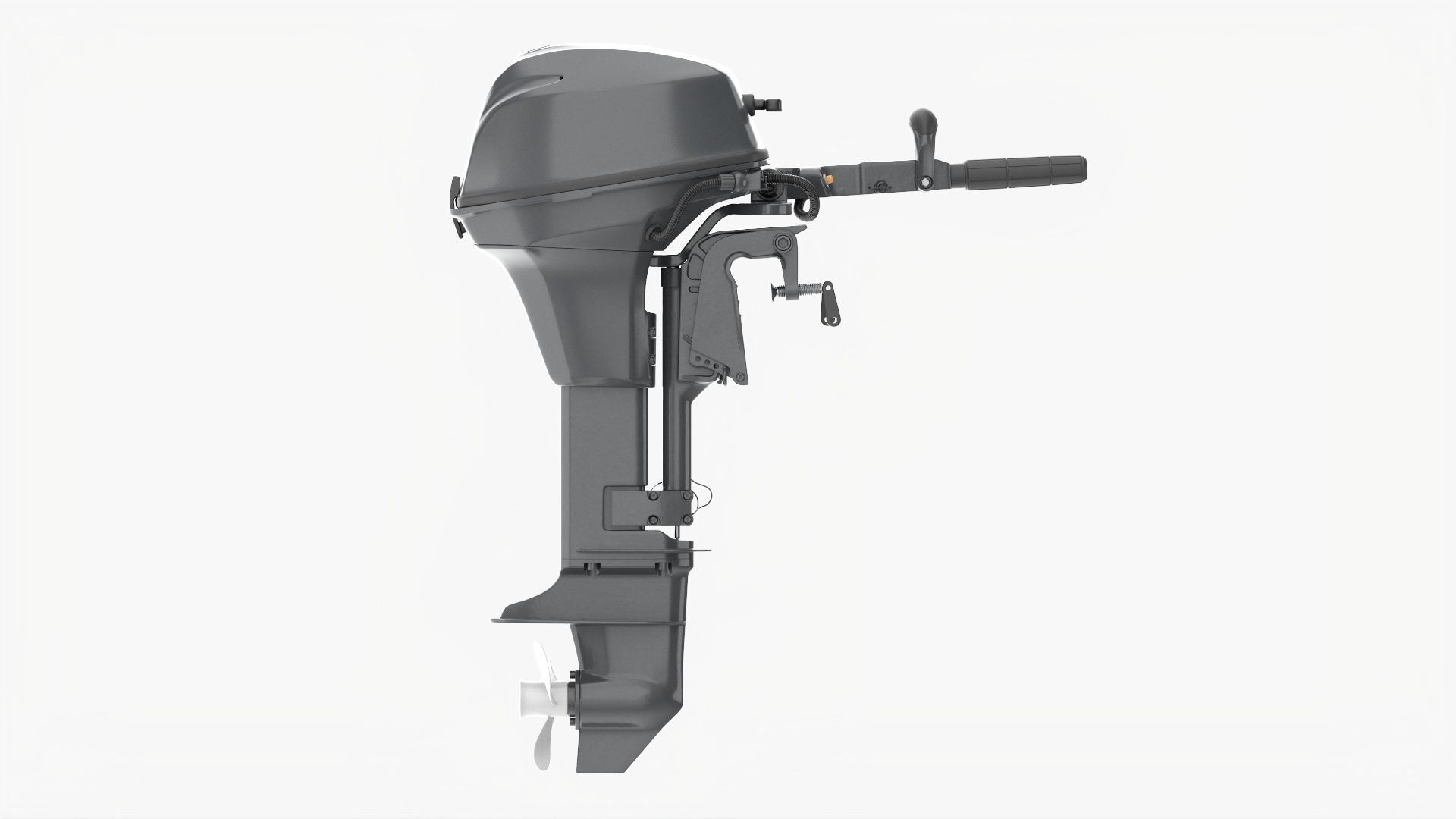 Outboard portable boat motor with tiller 3D model_5