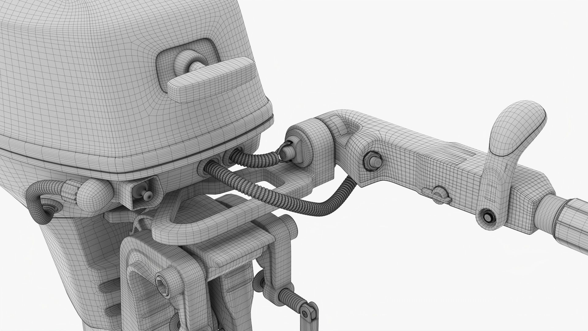 Outboard portable boat motor with tiller used 3D model_16