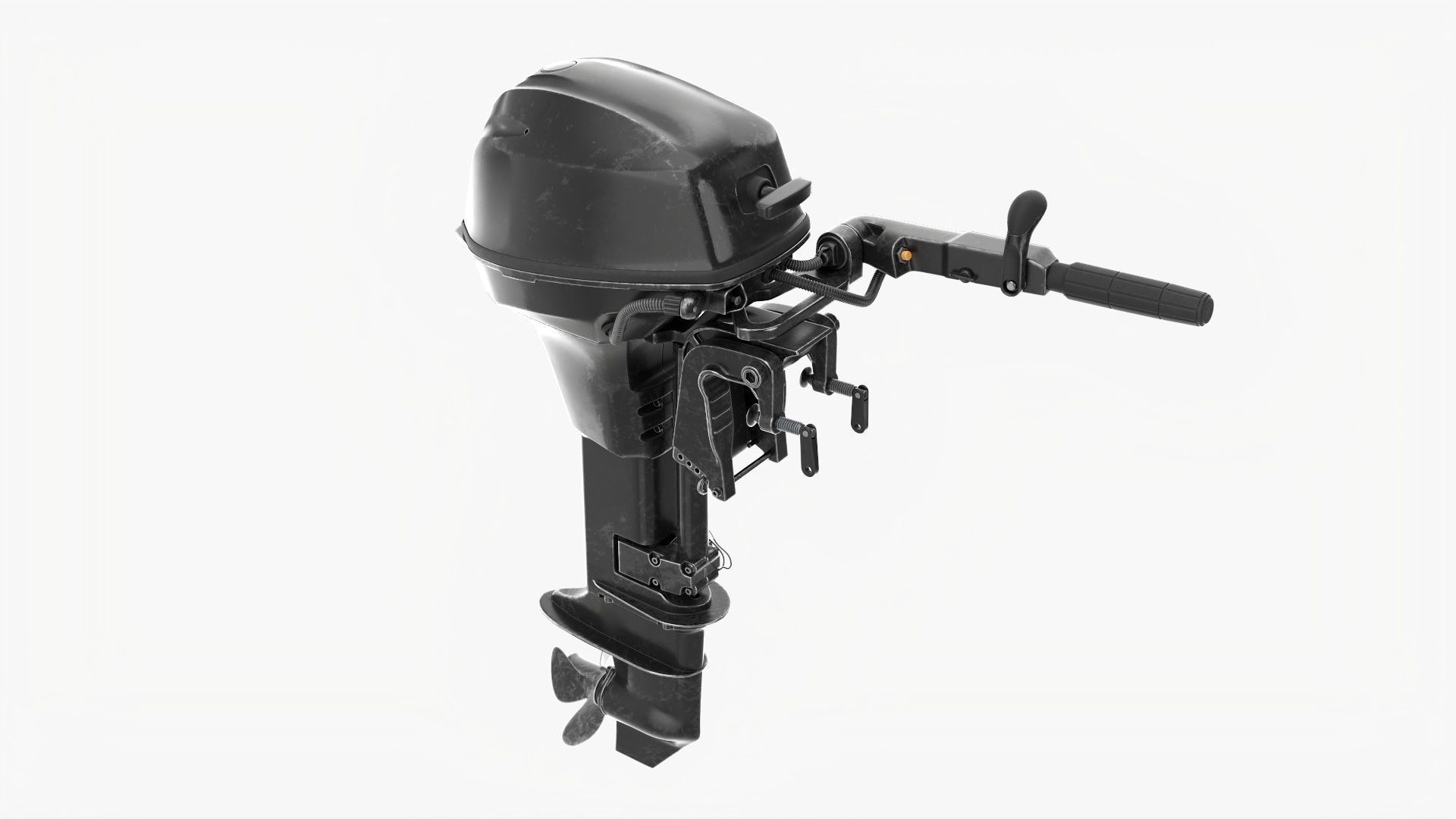 Outboard portable boat motor with tiller used 3D model_2
