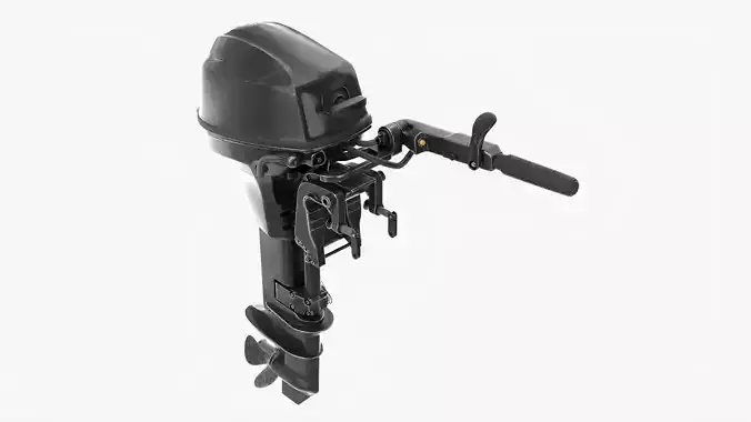 Outboard portable boat motor with tiller used