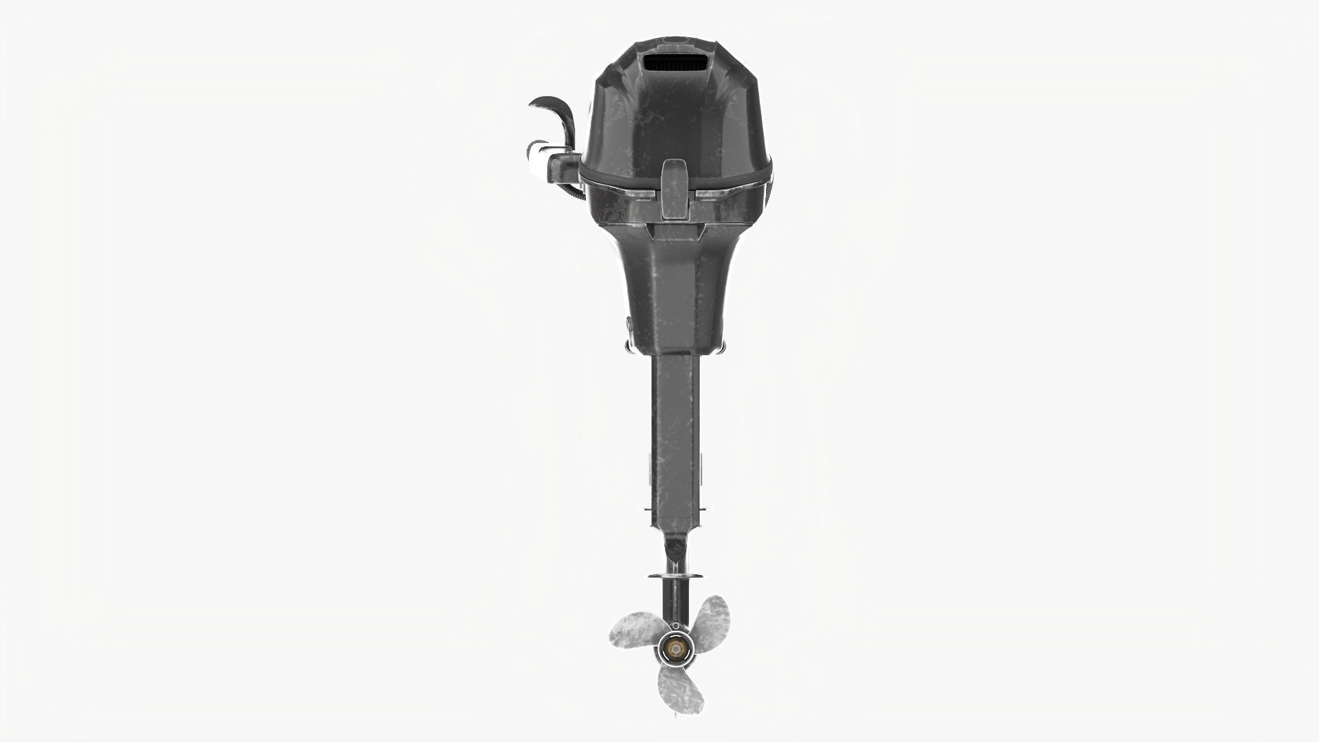 Outboard portable boat motor with tiller used 3D model_3