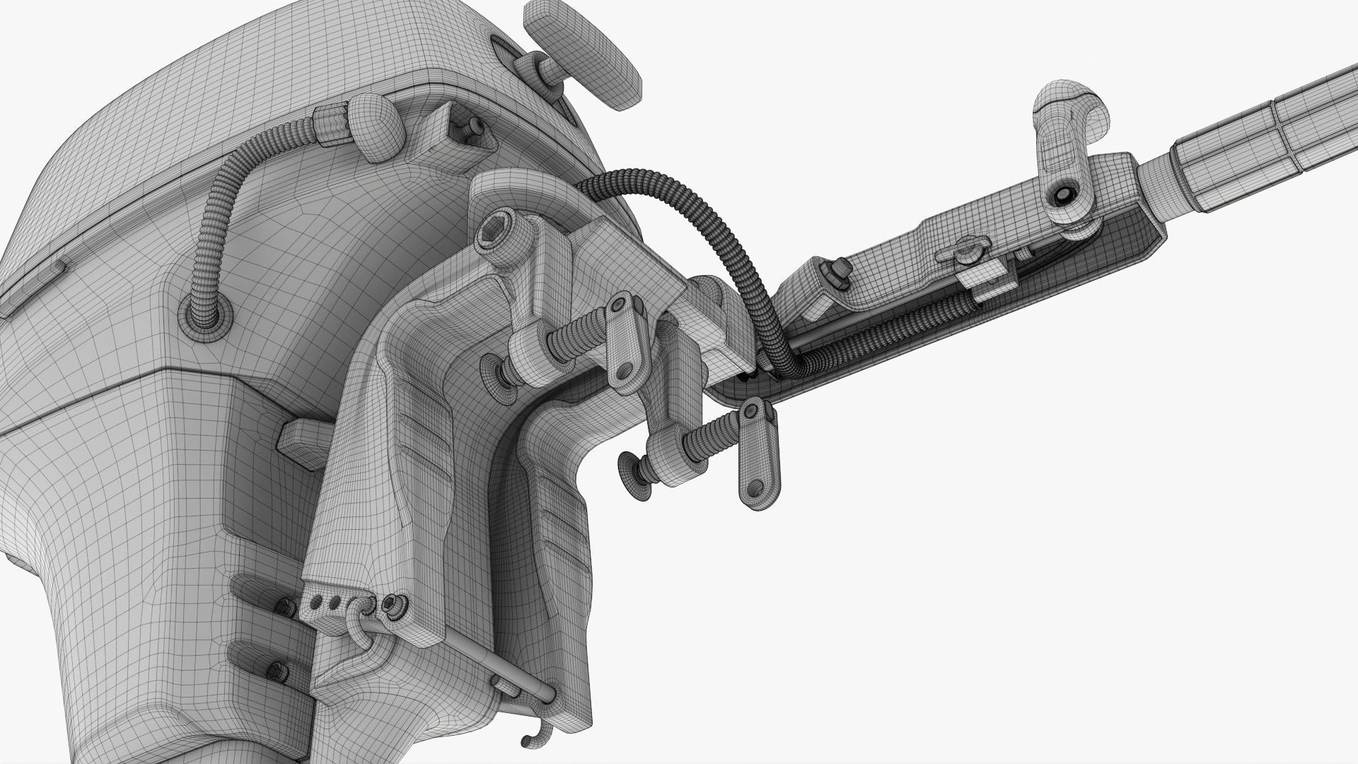 Outboard portable boat motor with tiller used 3D model_17