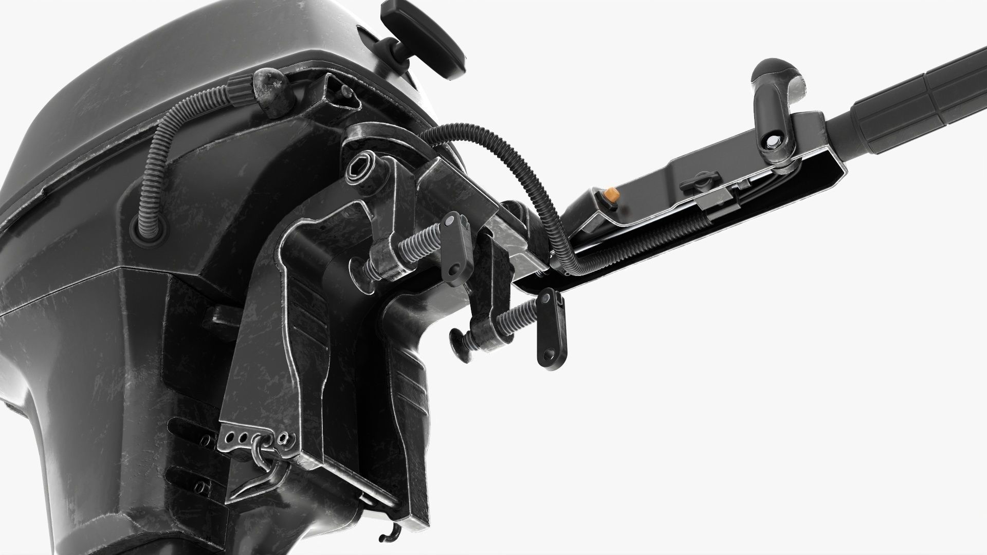 Outboard portable boat motor with tiller used 3D model_9