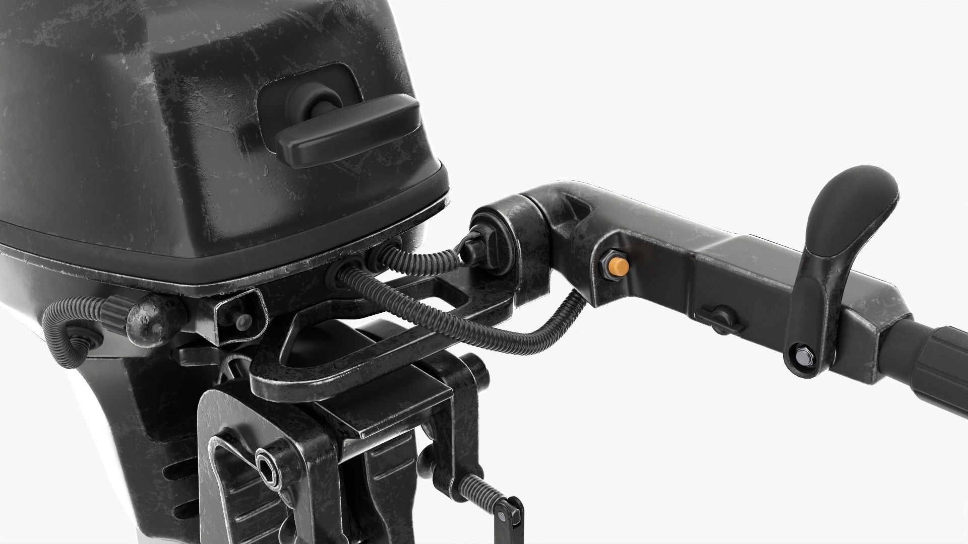 Outboard portable boat motor with tiller used 3D model_8