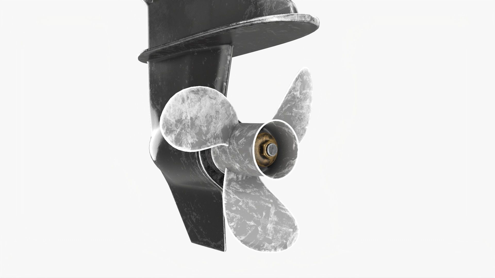 Outboard portable boat motor with tiller used 3D model_11