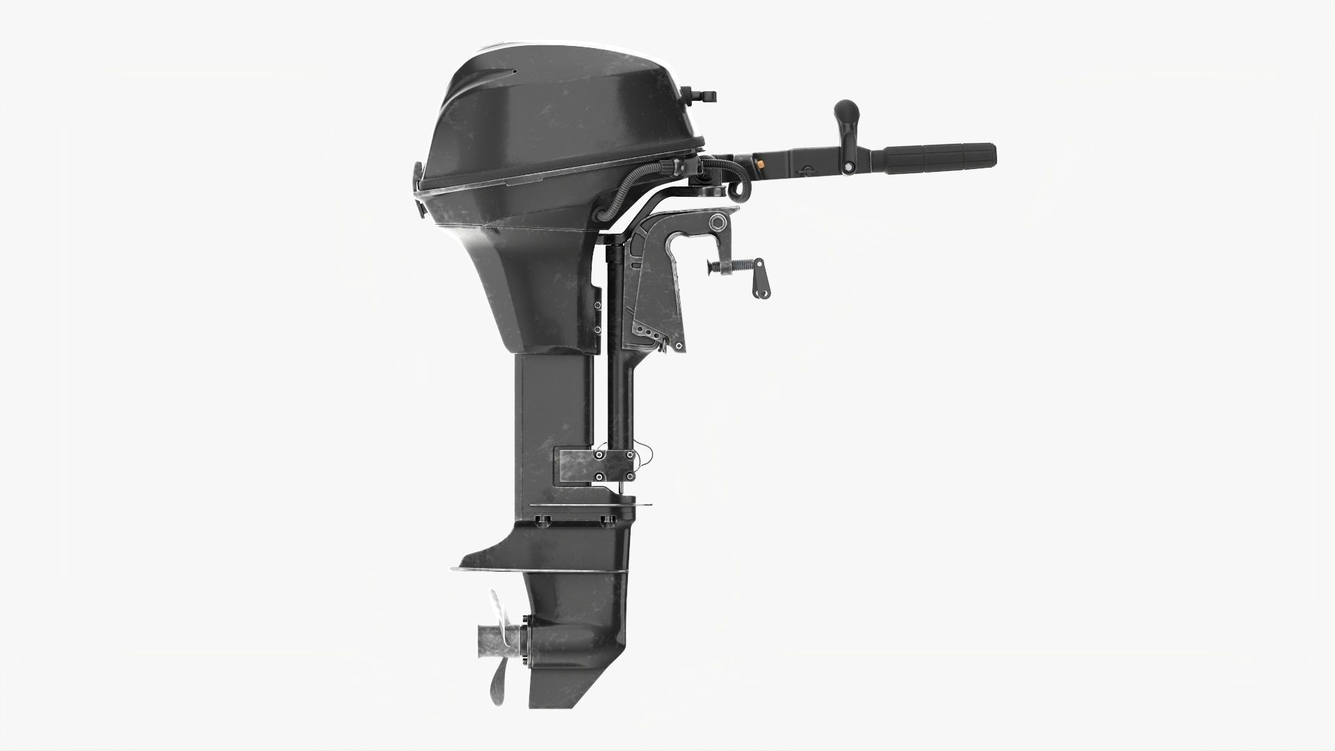 Outboard portable boat motor with tiller used 3D model_5