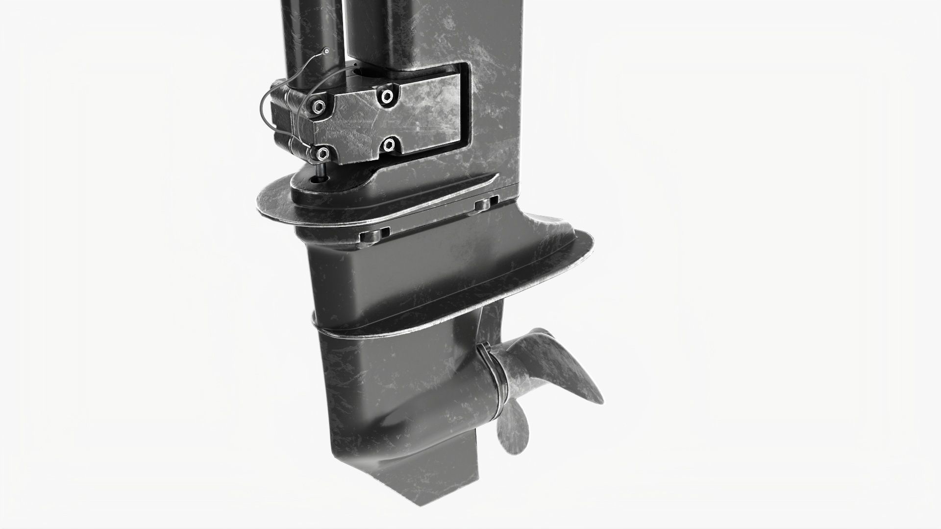 Outboard portable boat motor with tiller used 3D model_10