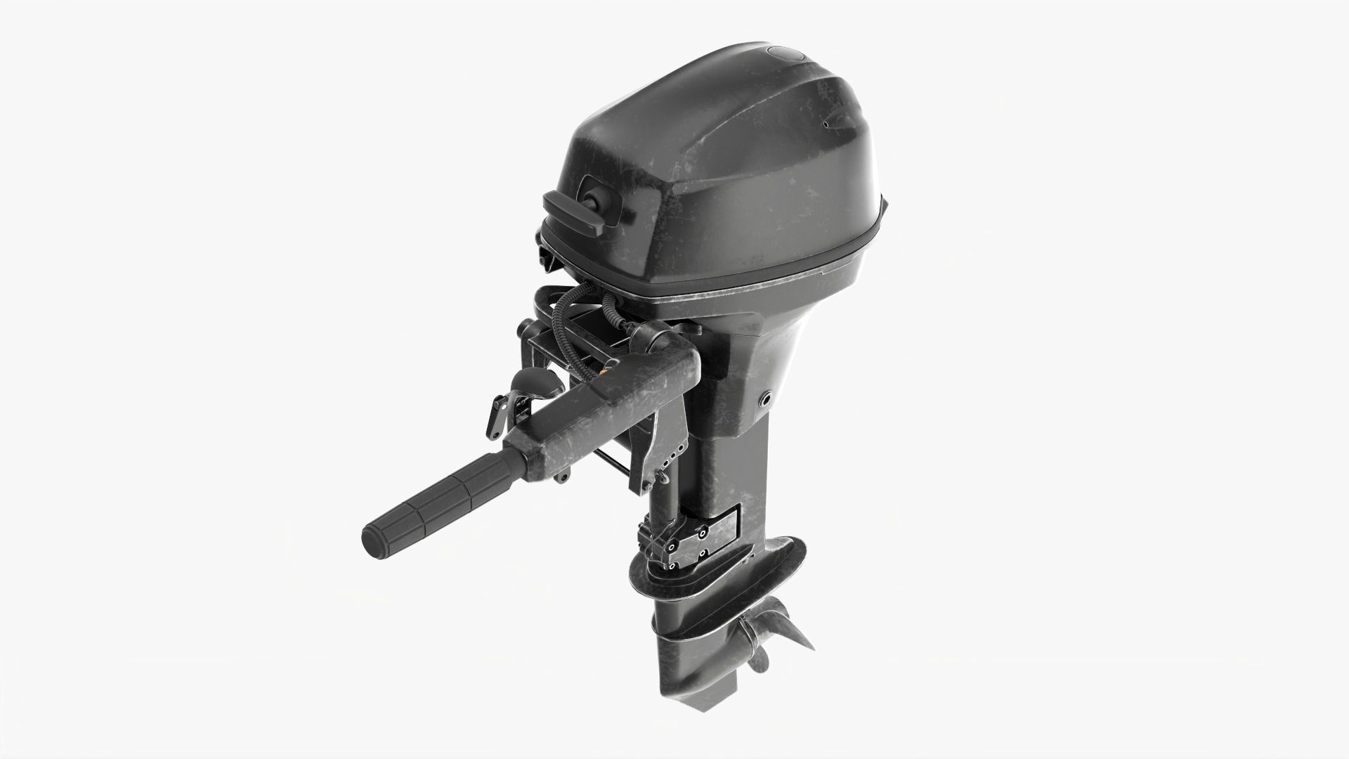 Outboard portable boat motor with tiller used 3D model_1