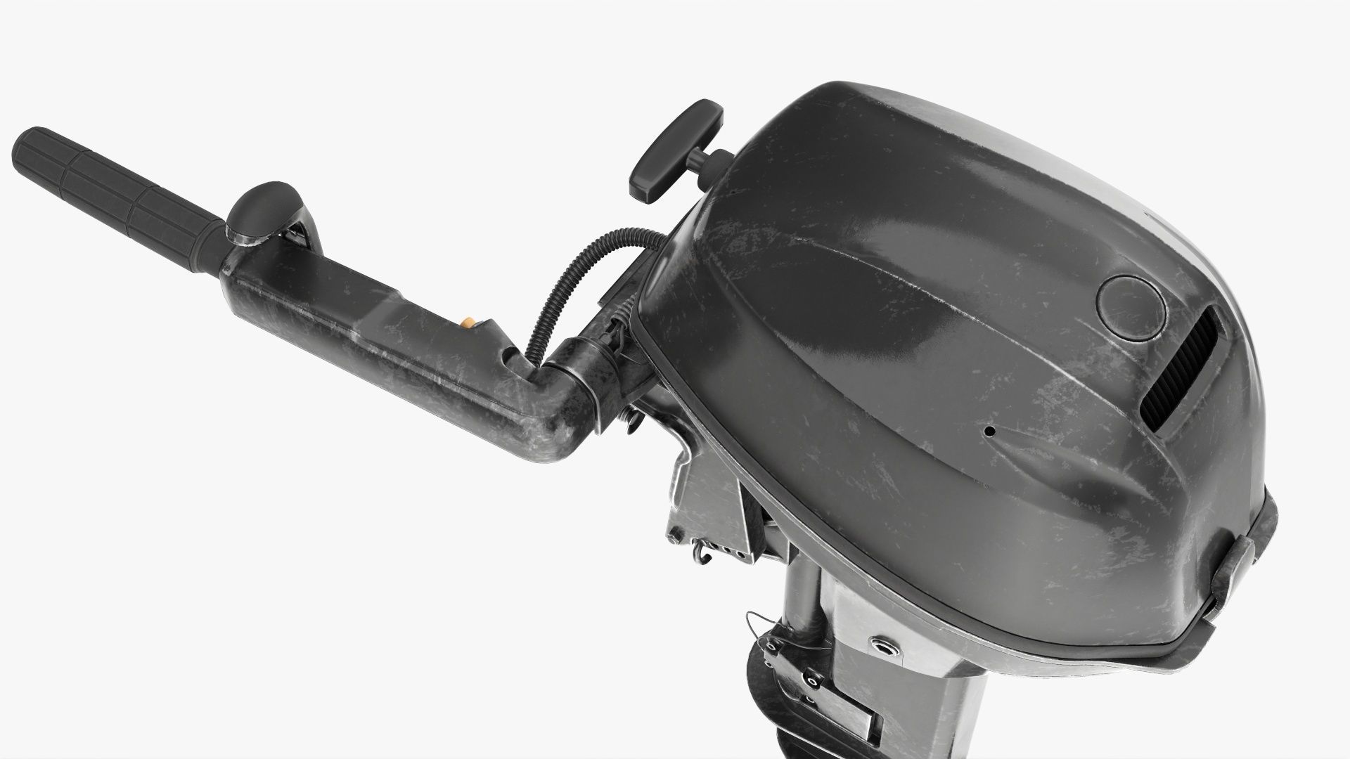 Outboard portable boat motor with tiller used 3D model_7