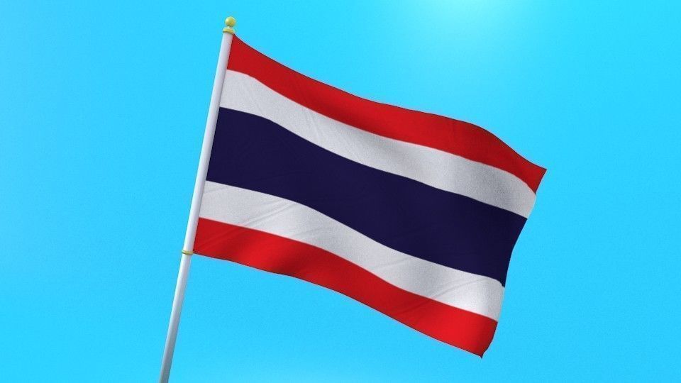 Thai flag Low-poly 3D model_3