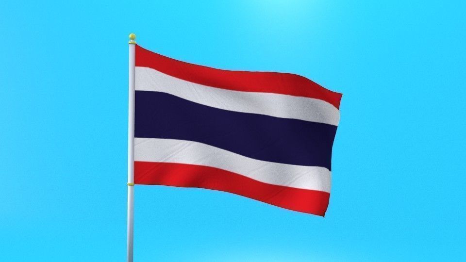 Thai flag Low-poly 3D model_1