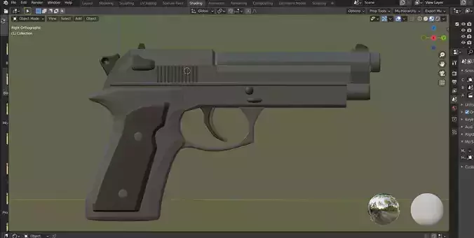 Low Poly Beretta M9 Pistol Low-poly 3D model