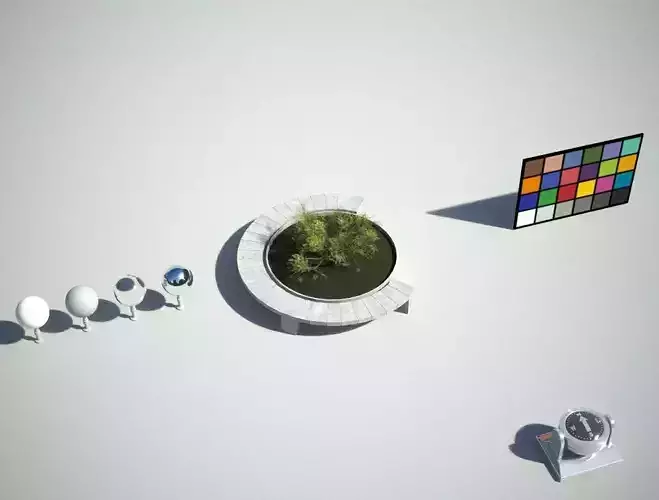 Stone Bench with flowerbed