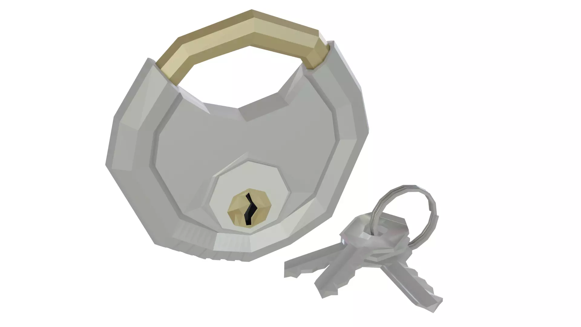 Low Poly Circular Key Lock Padlock Low-poly 3D model