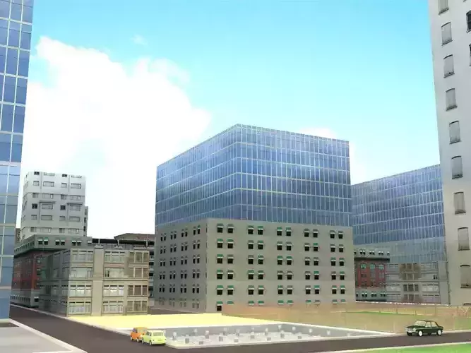 sketchup city with tall buildings 3D model