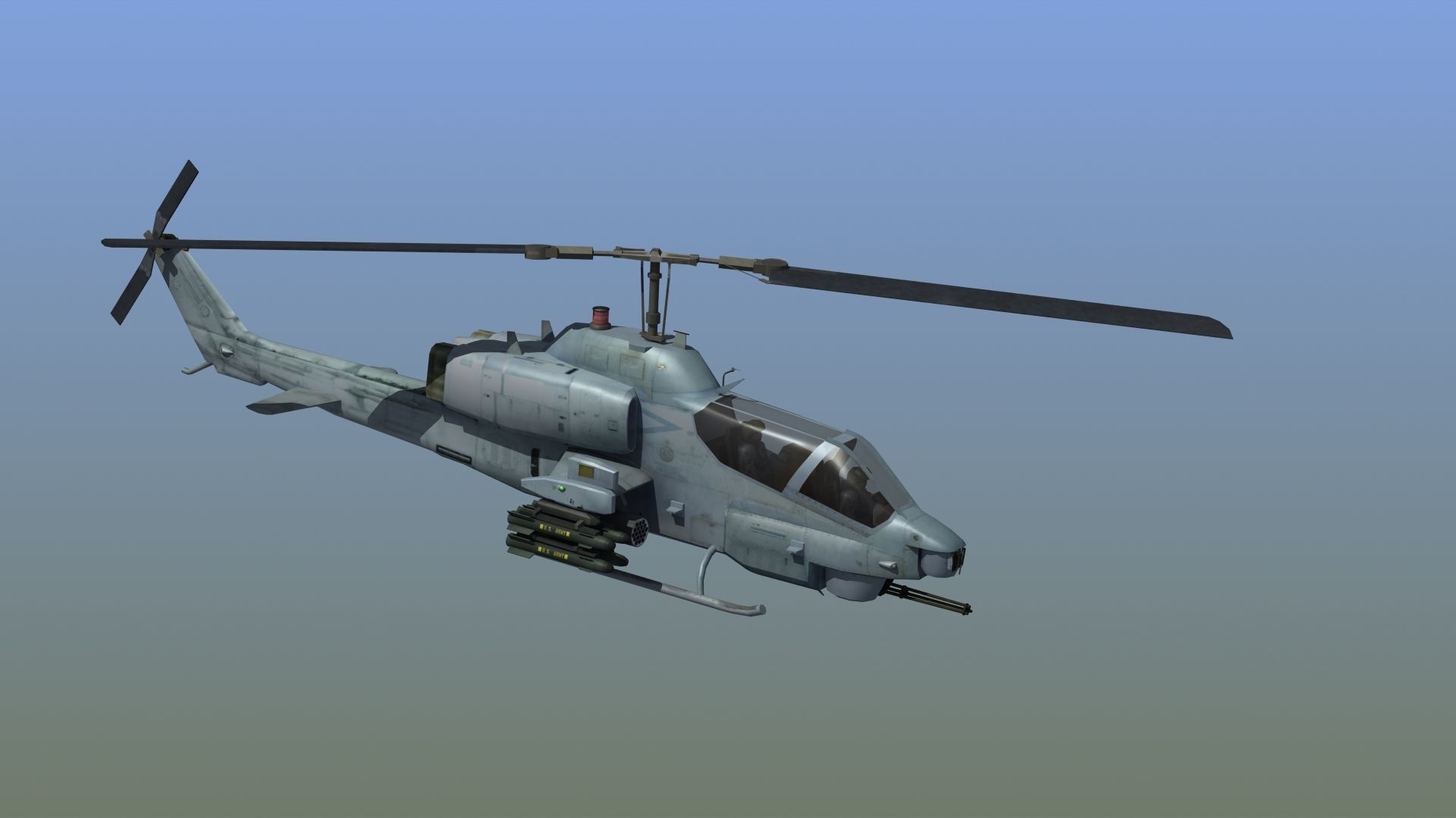 AH1W Cobra attack helicopter Low-poly 3D model_11