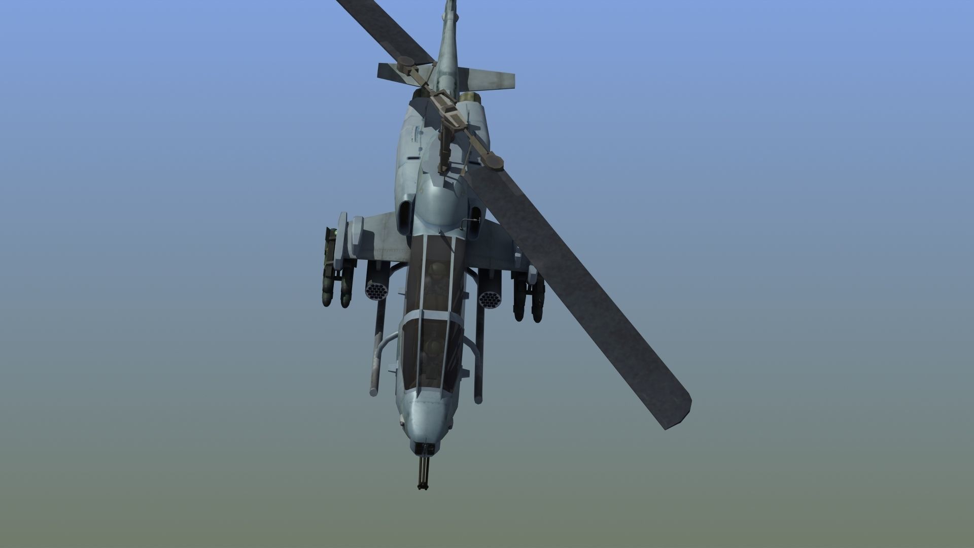 AH1W Cobra attack helicopter Low-poly 3D model_7