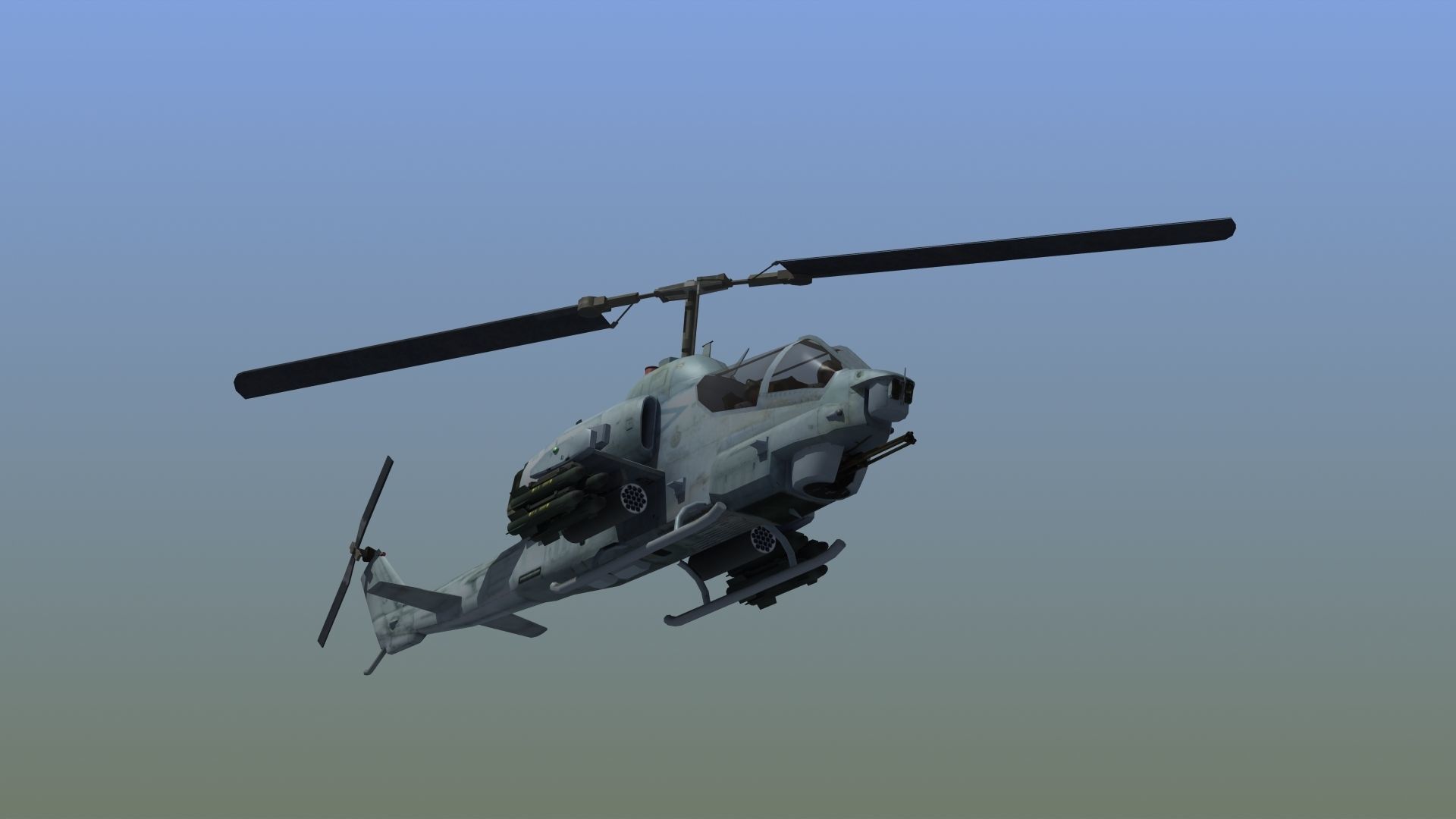 AH1W Cobra attack helicopter Low-poly 3D model_18