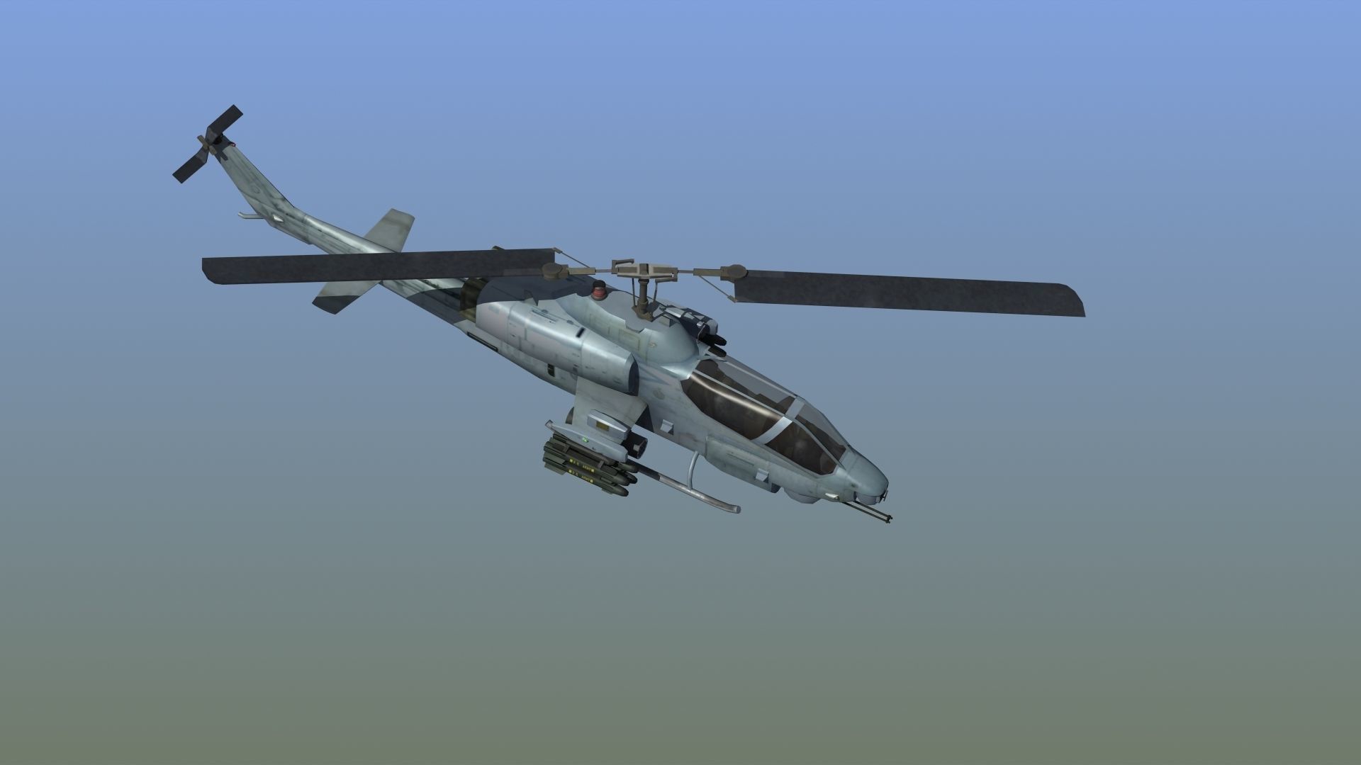 AH1W Cobra attack helicopter Low-poly 3D model_4