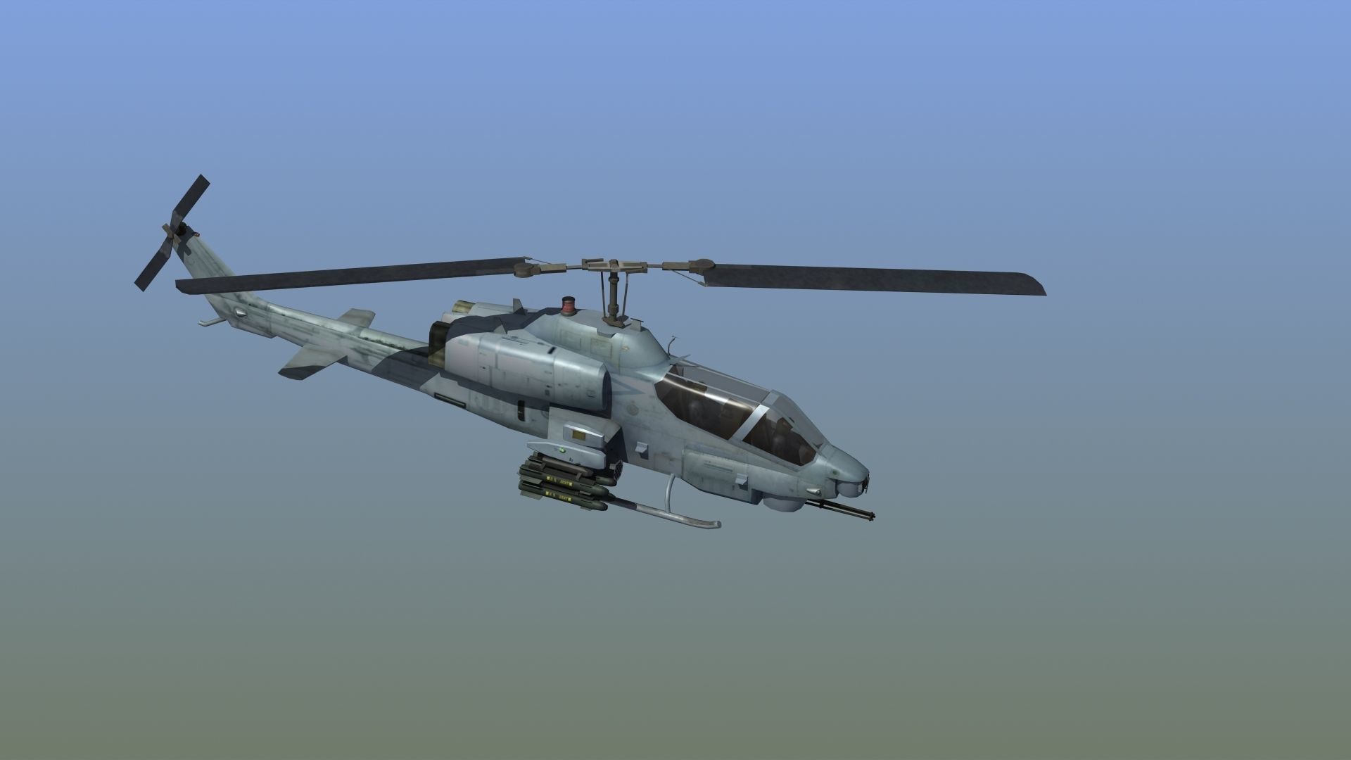 AH1W Cobra attack helicopter Low-poly 3D model_9