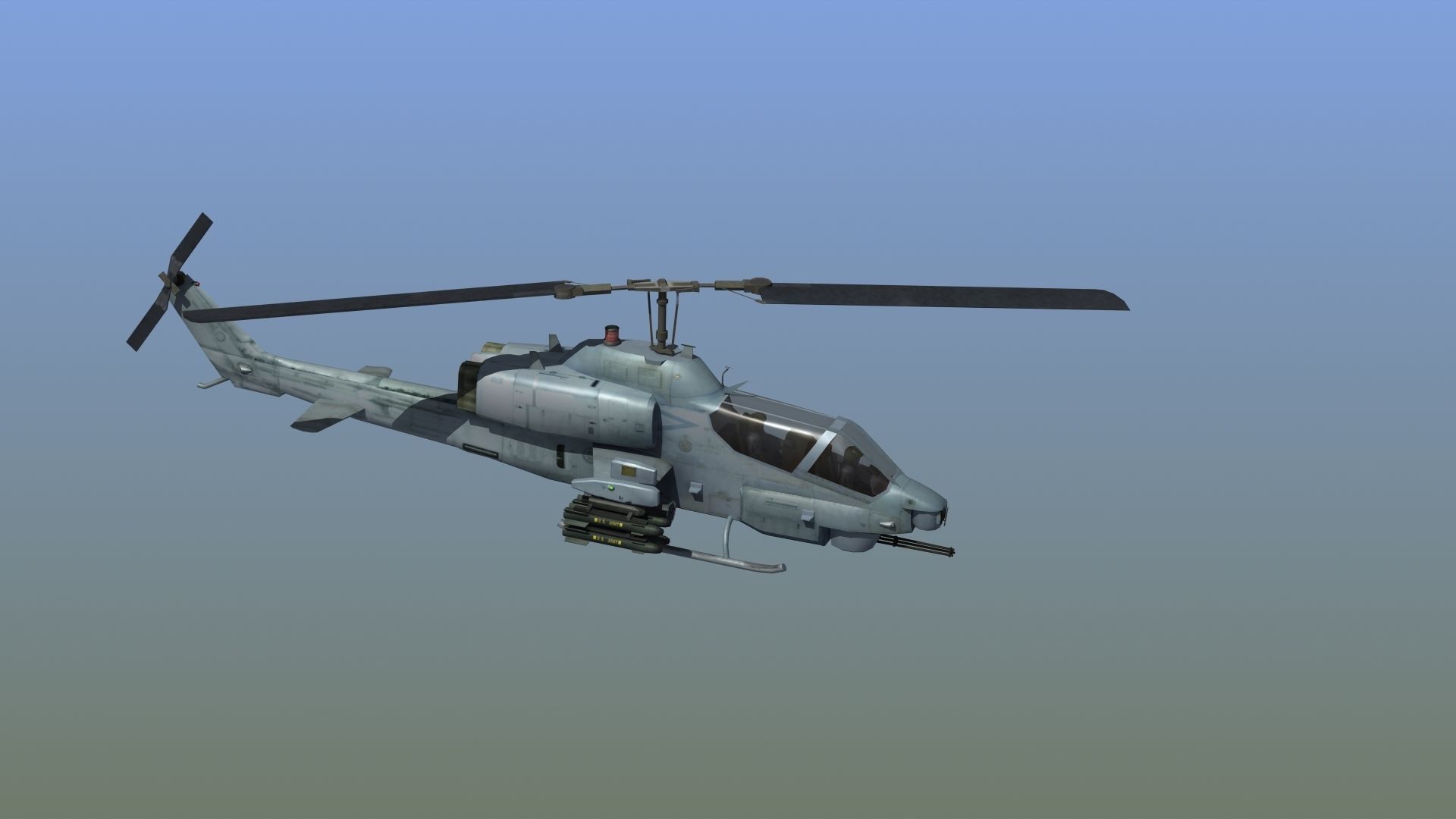 AH1W Cobra attack helicopter Low-poly 3D model_10