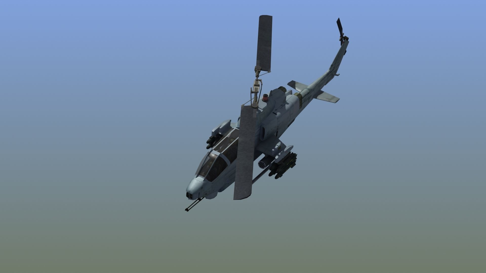 AH1W Cobra attack helicopter Low-poly 3D model_2