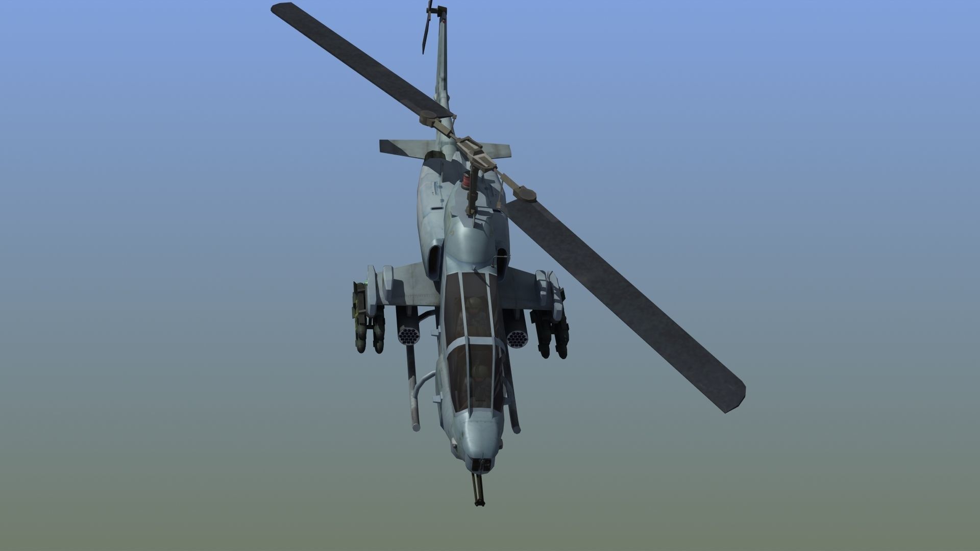 AH1W Cobra attack helicopter Low-poly 3D model_1