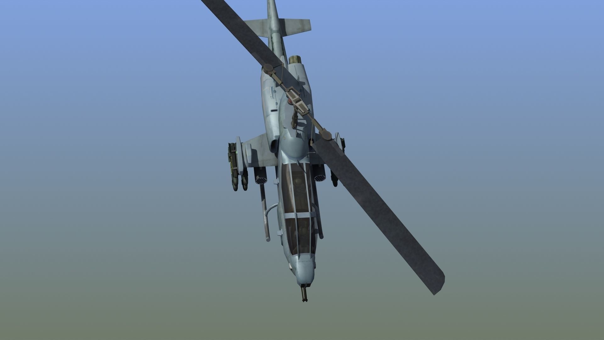 AH1W Cobra attack helicopter Low-poly 3D model_3