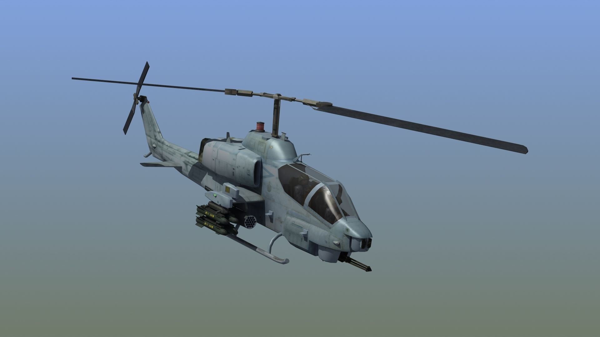 AH1W Cobra attack helicopter Low-poly 3D model_12