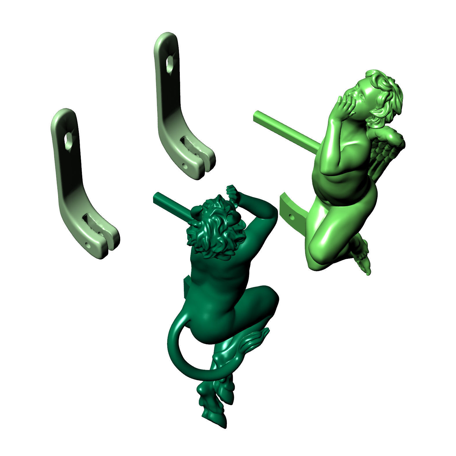 Earrings Angel and Devil whisper in your ears 3D print model_7