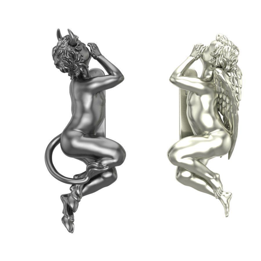 Earrings Angel and Devil whisper in your ears 3D print model_1