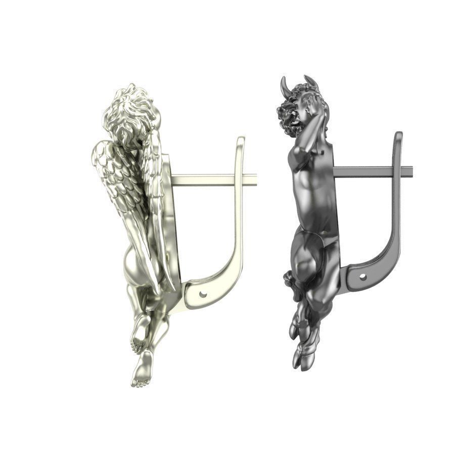 Earrings Angel and Devil whisper in your ears 3D print model_4