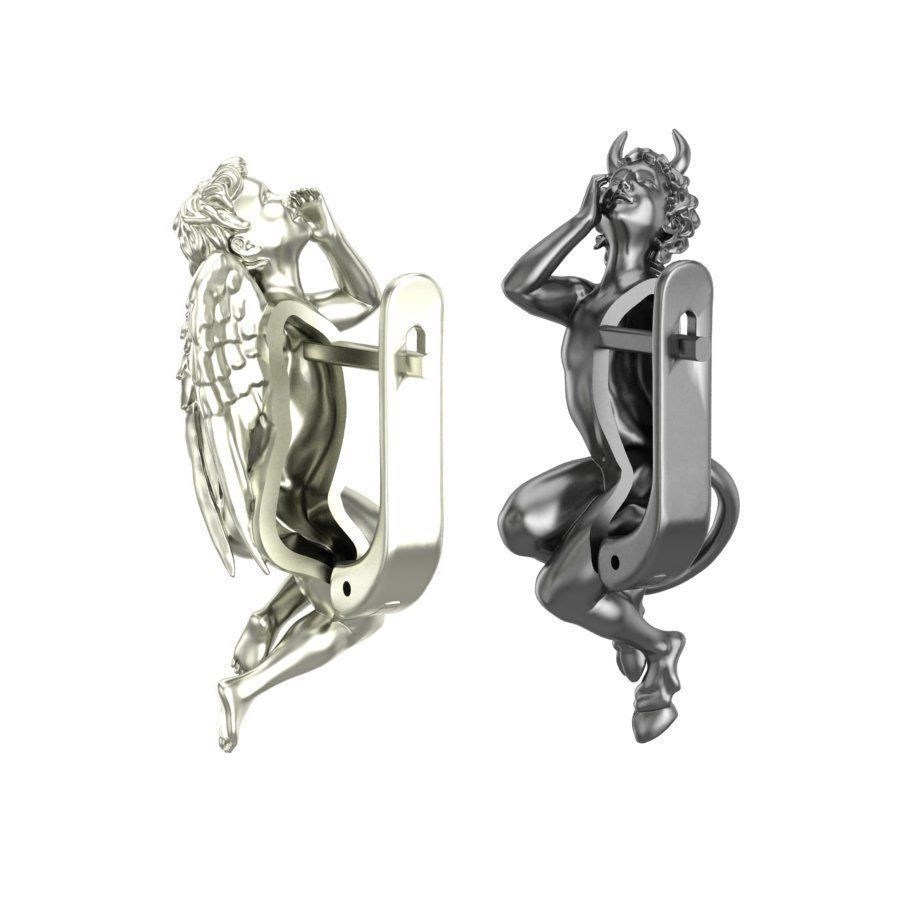 Earrings Angel and Devil whisper in your ears 3D print model_5