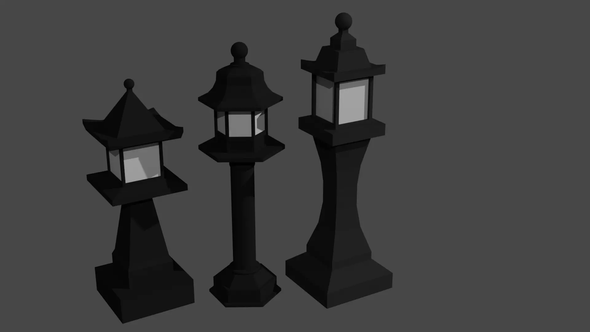 Japanese outdoor lamp Low-poly 3D model
