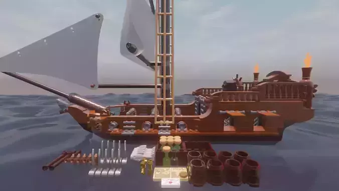 LEGO PIRATE SLOOP - THE OLD BIRD - Rogue Film Productions 3D model