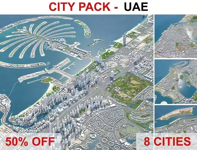 Top Cities in United Arab Emirates - UAE 3D Model Collection