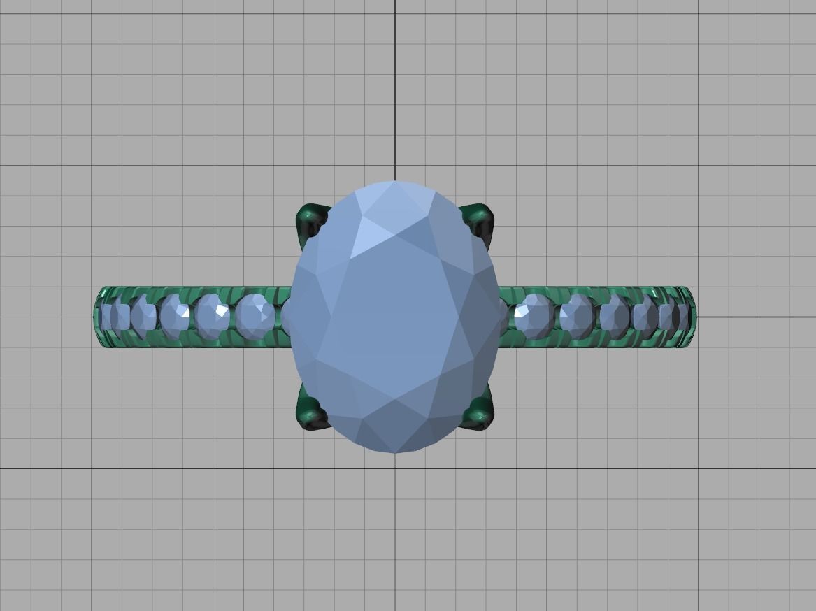 Engagement Solitaire Ring with 9x7mm Oval stone Claw Setting 3D print model_19