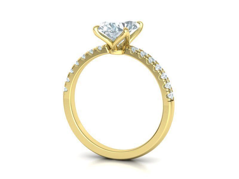 Engagement Solitaire Ring with 9x7mm Oval stone Claw Setting 3D print model_12