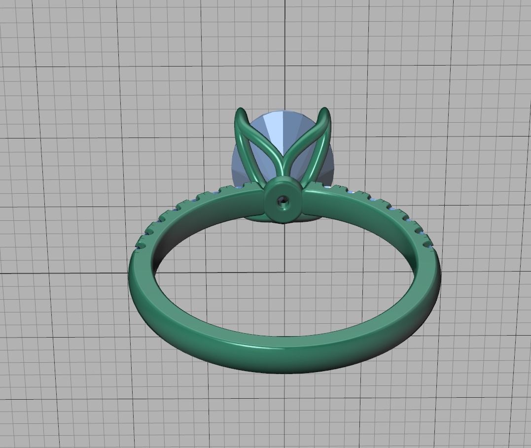 Engagement Solitaire Ring with 9x7mm Oval stone Claw Setting 3D print model_23