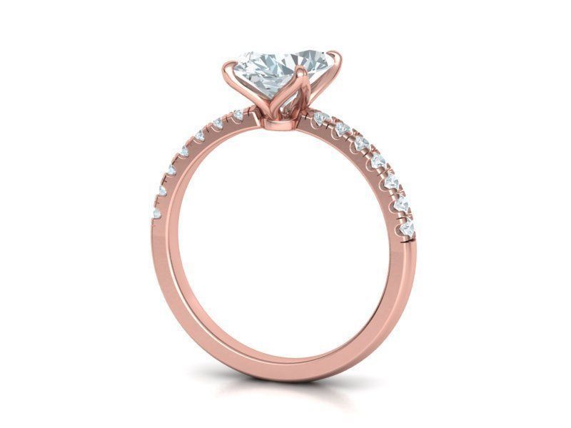 Engagement Solitaire Ring with 9x7mm Oval stone Claw Setting 3D print model_10
