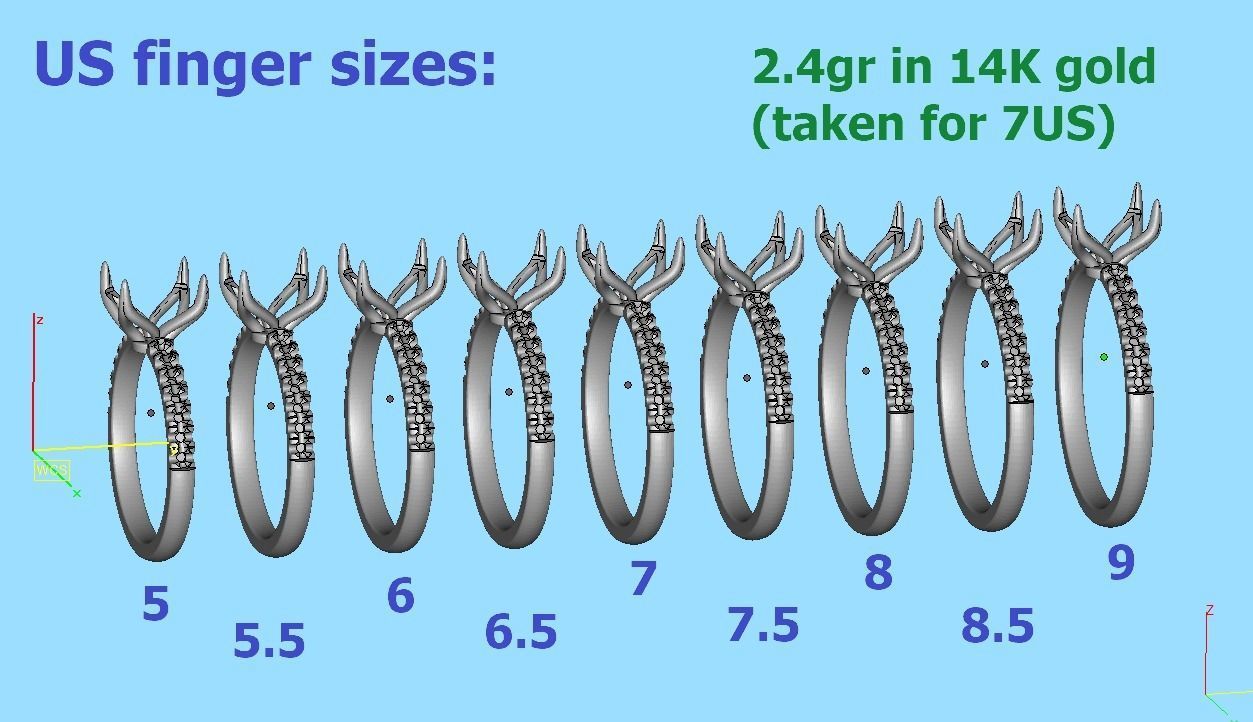 Engagement Solitaire Ring with 9x7mm Oval stone Claw Setting 3D print model_9