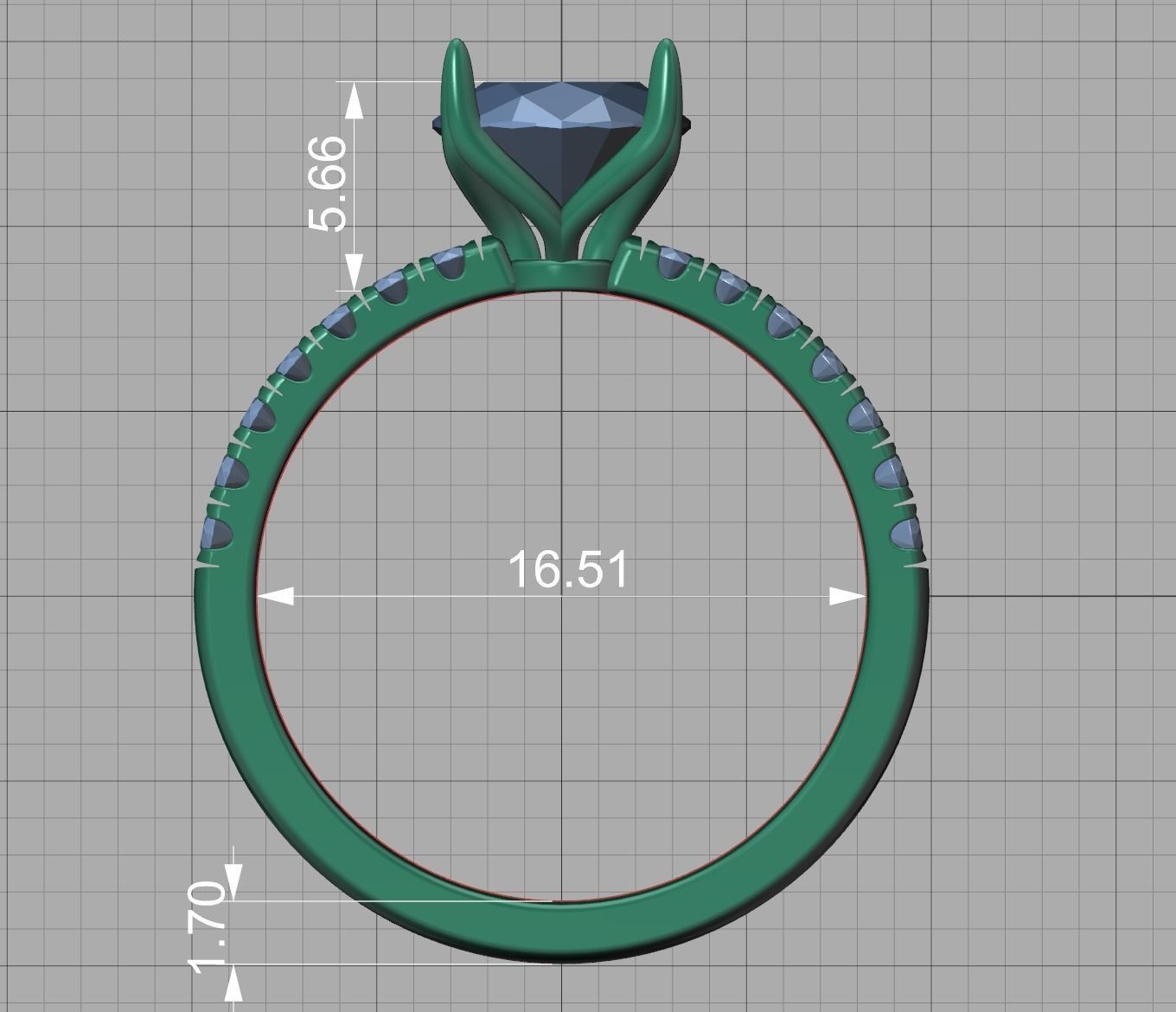 Engagement Solitaire Ring with 9x7mm Oval stone Claw Setting 3D print model_8