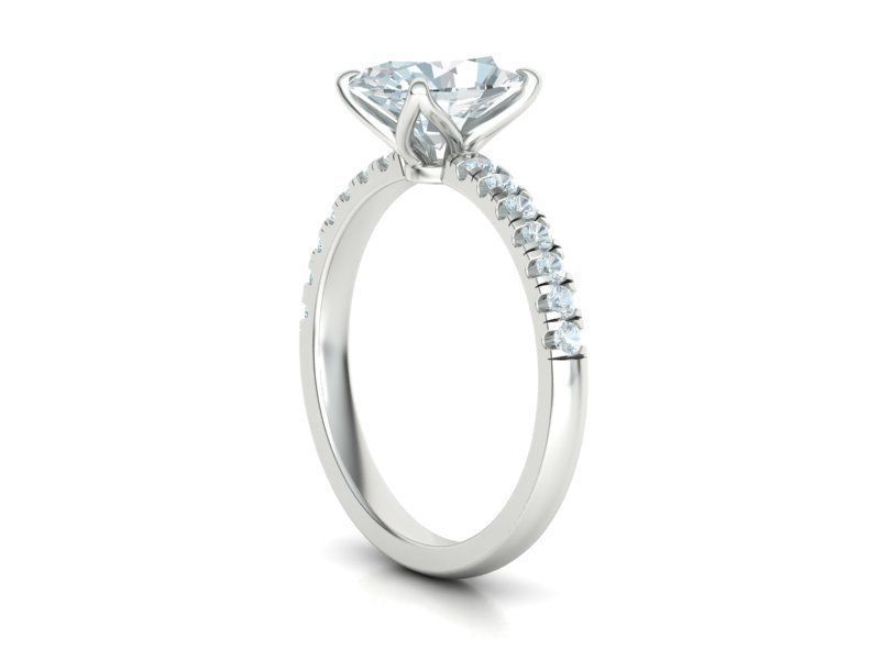 Engagement Solitaire Ring with 9x7mm Oval stone Claw Setting 3D print model_14