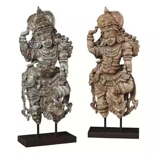 Dvarapala guardian statue Low-poly 3D model