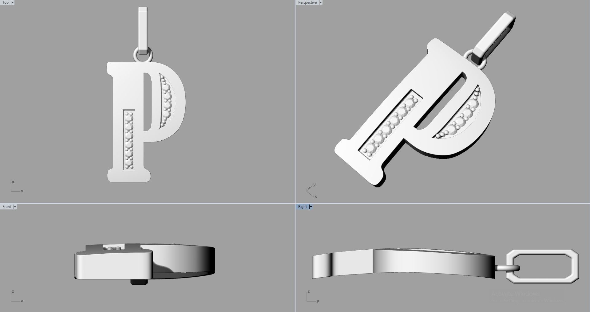 P SCRIPT DIAMOND PENDANT 3D print model_5