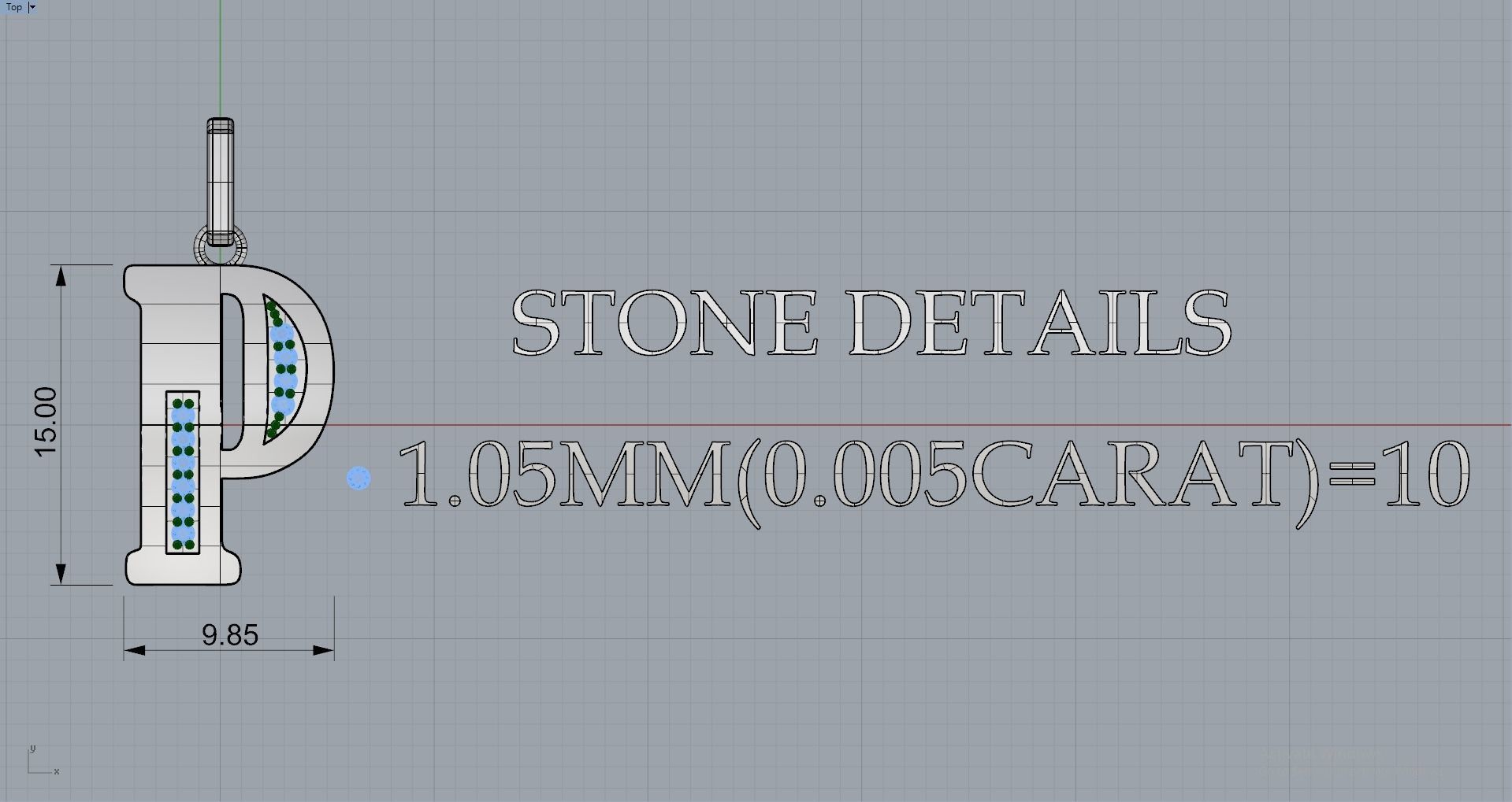 P SCRIPT DIAMOND PENDANT 3D print model_8