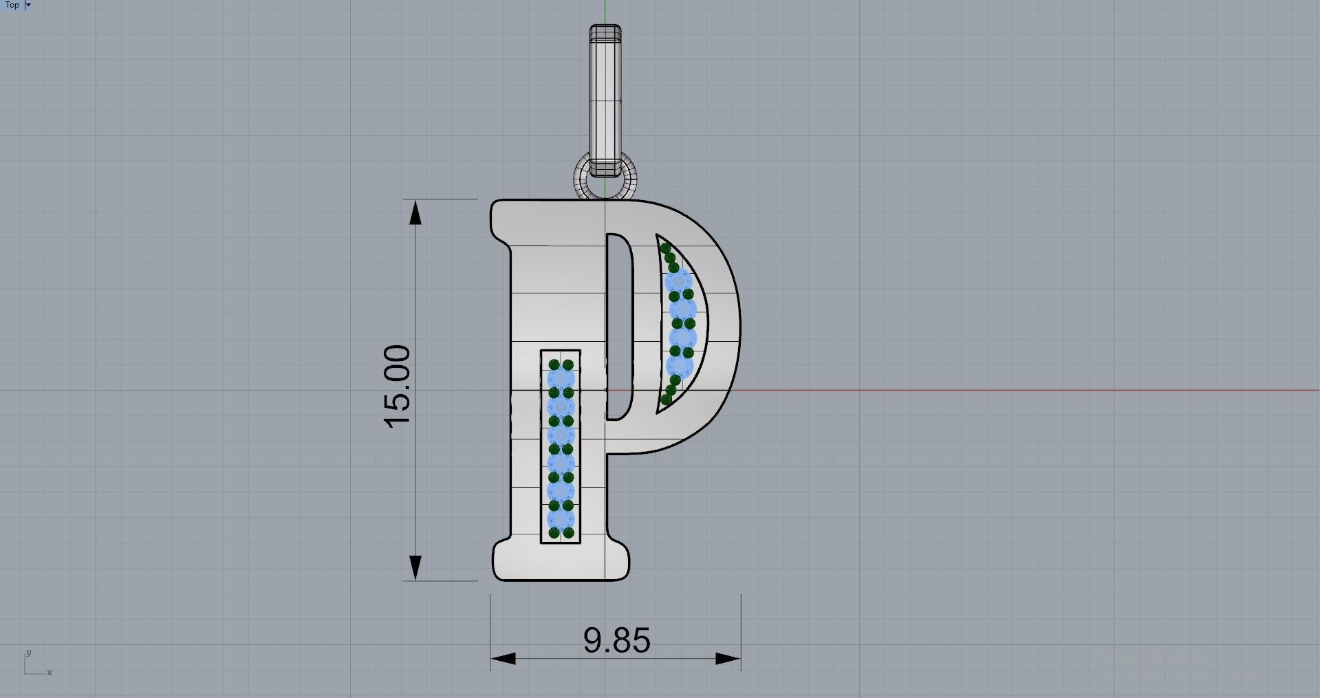 P SCRIPT DIAMOND PENDANT 3D print model_7