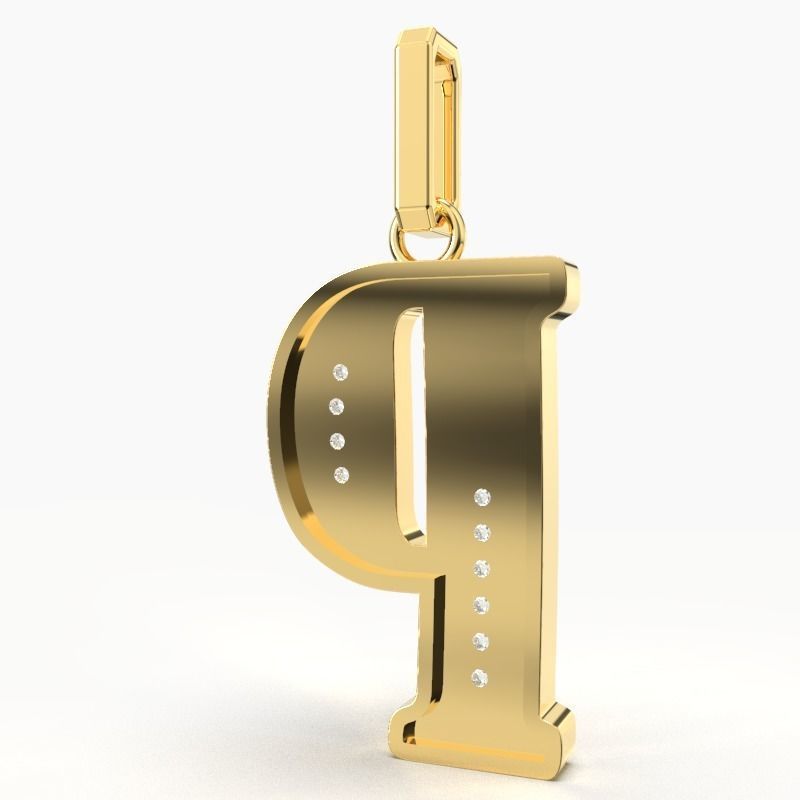 P SCRIPT DIAMOND PENDANT 3D print model_1