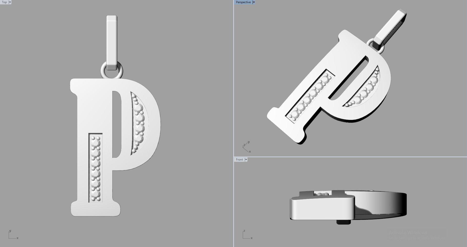 P SCRIPT DIAMOND PENDANT 3D print model_6