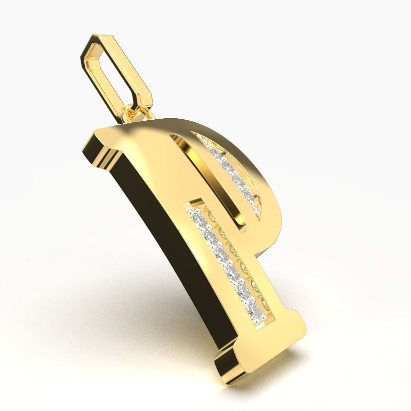 P SCRIPT DIAMOND PENDANT 3D print model_2